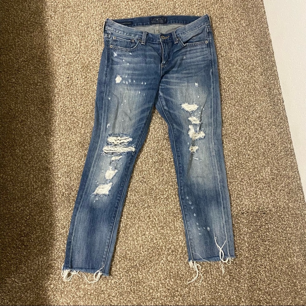 Lucky brand distressed low rise ankle crop